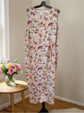 Daisy Mae Floral Sleeveless Midi Dress in Blush Pink